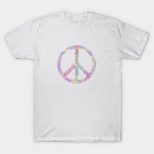 Peace Symbol Silhouette Shape Text Word Cloud T-Shirt